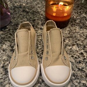 Kids Slip-On Canvas Sneakers in Beige